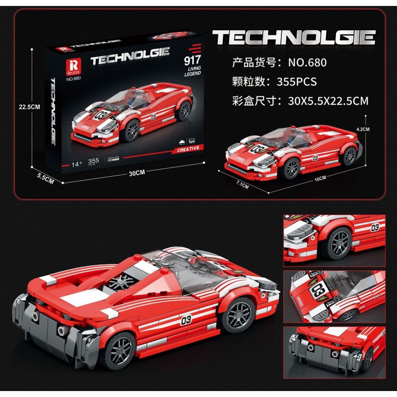 REOBRIX 680 non  PORSCHE 917 bộ đồ chơi xếp lắp ráp ghép mô hình Speed Champions Racing Cars Đua Xe Công Thức 355 khối