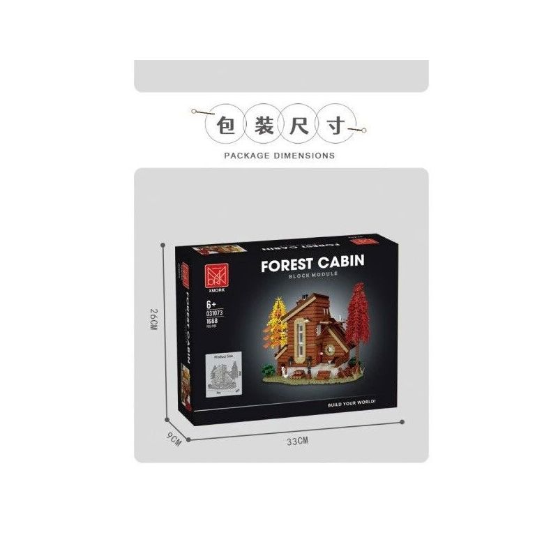 MorkModel 031073 Mork Model 031073 non  BIỆT THỰ NHÀ GỖ bộ đồ chơi xếp lắp ráp ghép mô hình FOREST CABIN 1668 khối