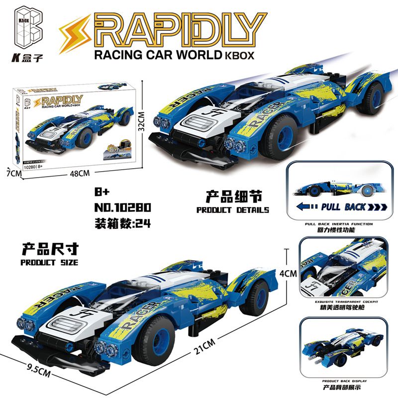 K BOX 10280 non  XE LÙI LIGHTSPEED BLUE CAT F1 bộ đồ chơi xếp lắp ráp ghép mô hình  RAPDLY FORMULA RACING Kỹ Thuật Công Nghệ Cao Mô Hình Phương Tiện