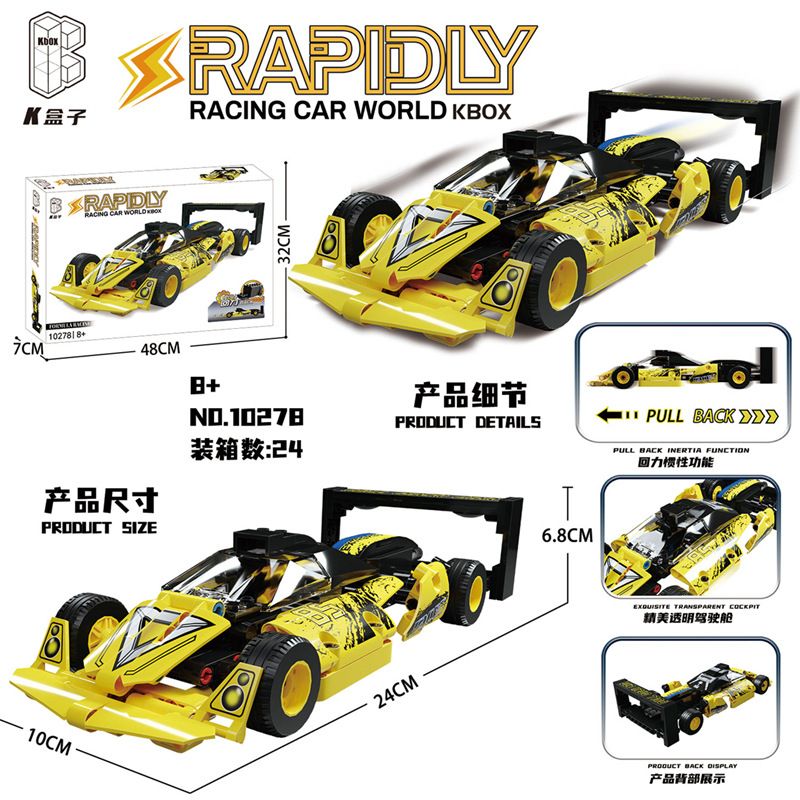 K BOX 10278 non  XE LÙI F1 MÀU VÀNG bộ đồ chơi xếp lắp ráp ghép mô hình  RAPDLY FORMULA RACING Kỹ Thuật Công Nghệ Cao Mô Hình Phương Tiện