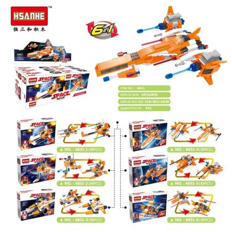 HSANHE 6651 non  KHÔNG GIAN 2 CHUYỂN ĐỔI 6 KIỂU bộ đồ chơi xếp lắp ráp ghép mô hình Star Wars Chiến Tranh Giữa Các Vì Sao 518 khối
