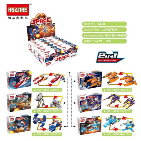 HSANHE 6650 non  KHÔNG GIAN 2 CHUYỂN ĐỔI 6 KIỂU bộ đồ chơi xếp lắp ráp ghép mô hình Star Wars Chiến Tranh Giữa Các Vì Sao 368 khối