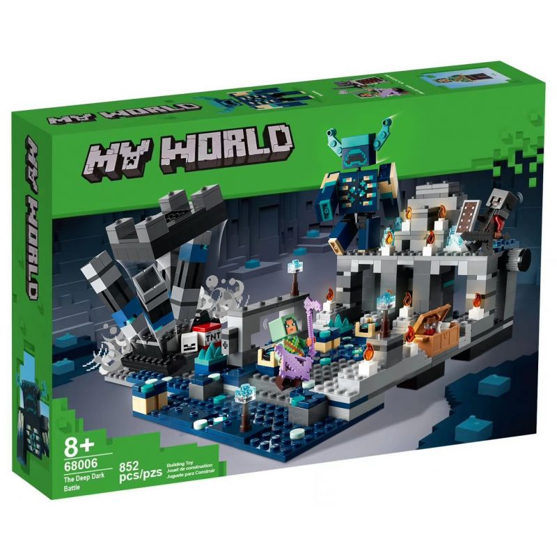 NOT Lego THE DEEP DARK BATTLE 21246 68006 23646 8007 xếp lắp ráp ghép mô hình TRẬN CHIẾN BÓNG TỐI SÂU THẲM TRANH THẾ GIỚI ĐEN Minecraft Game Xây Dựng 584 khối