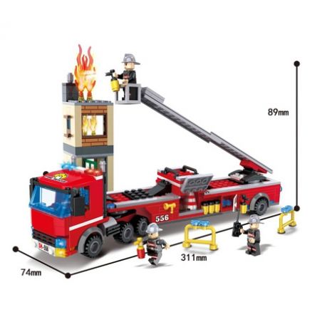 HSANHE CACO 6556 non  TÒA NHÀ LỬA bộ đồ chơi xếp lắp ráp ghép mô hình City FIRE TRUCK Thành Phố 396 khối