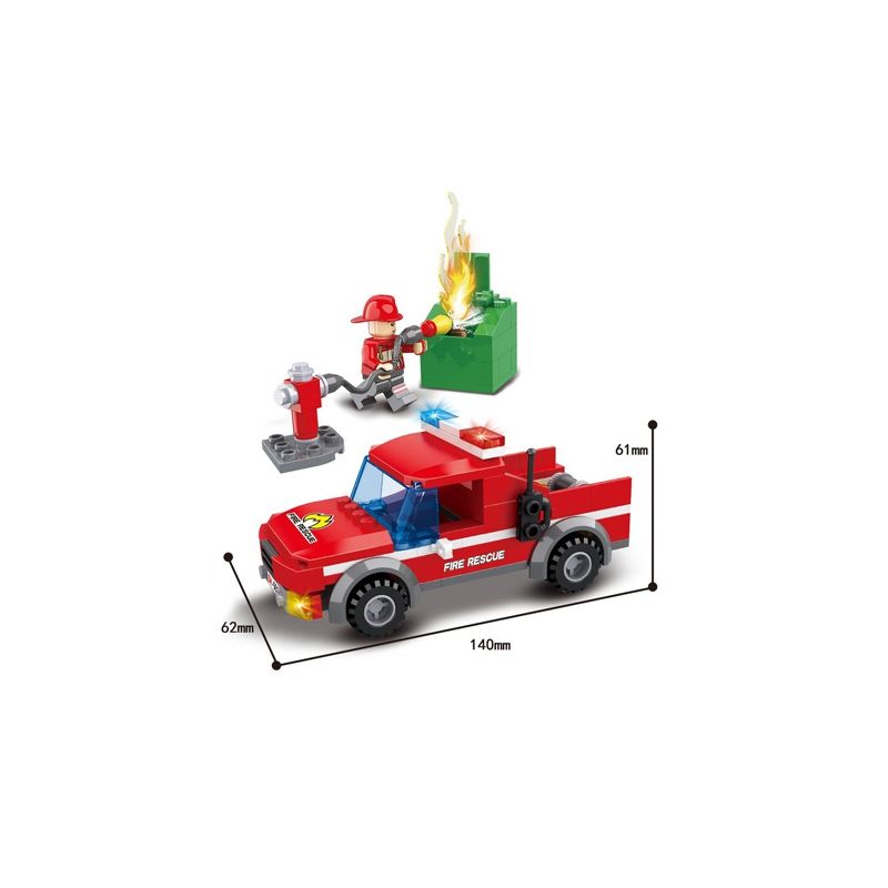 HSANHE 6552 non Lego XE CỨU HỎA NHỎ bộ đồ chơi xếp lắp ráp ghép mô hình City Thành Phố 149 khối
