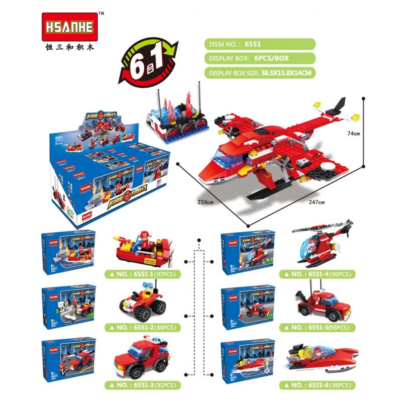 HSANHE 6550 non Lego LỬA 6 PHONG CÁCH bộ đồ chơi xếp lắp ráp ghép mô hình City Thành Phố 560 khối