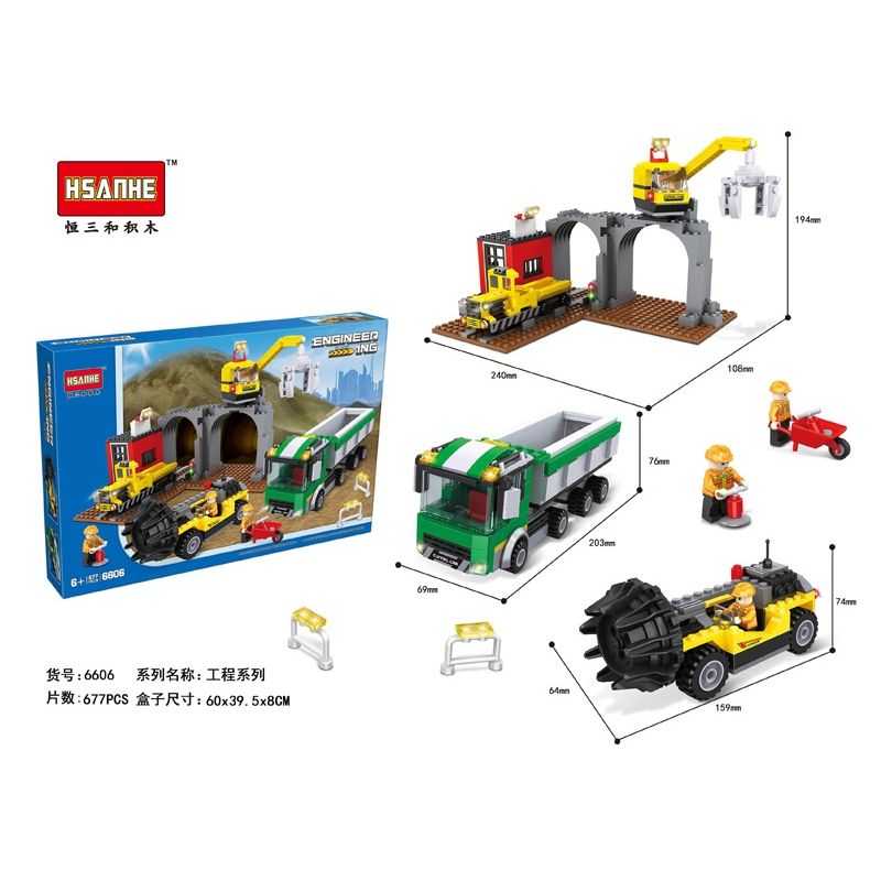 HSANHE CACO 6606 non  CẢNH KHAI QUẬT MỎ KỸ THUẬT bộ đồ chơi xếp lắp ráp ghép mô hình City ENGINEER Thành Phố 677 khối