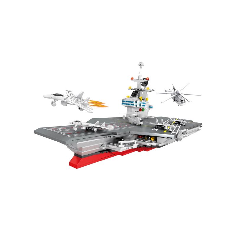 HSANHE CACO 6449 non Lego TÀU SÂN BAY LỚP FORD bộ đồ chơi xếp lắp ráp ghép mô hình 921 khối