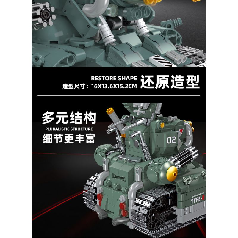 JIESTAR 37002 non  XE TĂNG SV-001 bộ đồ chơi xếp lắp ráp ghép mô hình Metal Slug SV-001 CHARIOT Trò Chơi 725 khối