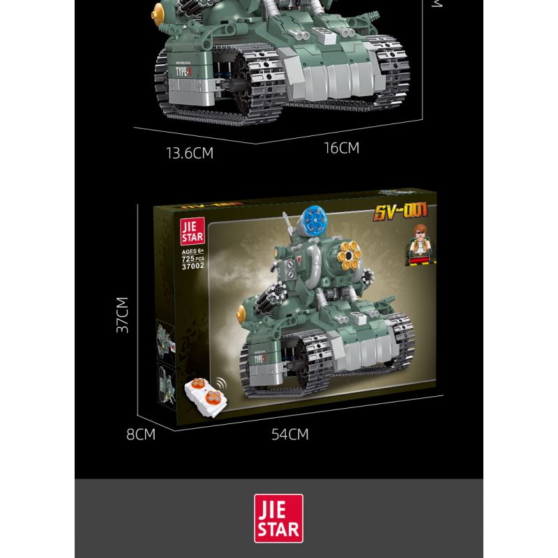 JIESTAR 37002 non  XE TĂNG SV-001 bộ đồ chơi xếp lắp ráp ghép mô hình Metal Slug SV-001 CHARIOT Trò Chơi 725 khối