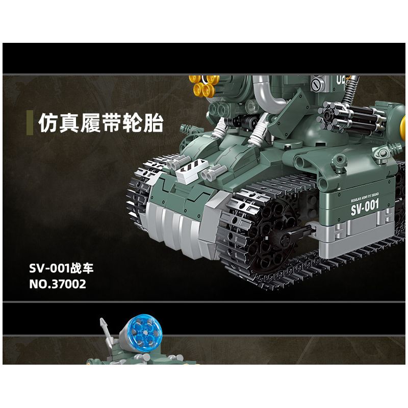 JIESTAR 37002 non  XE TĂNG SV-001 bộ đồ chơi xếp lắp ráp ghép mô hình Metal Slug SV-001 CHARIOT Trò Chơi 725 khối