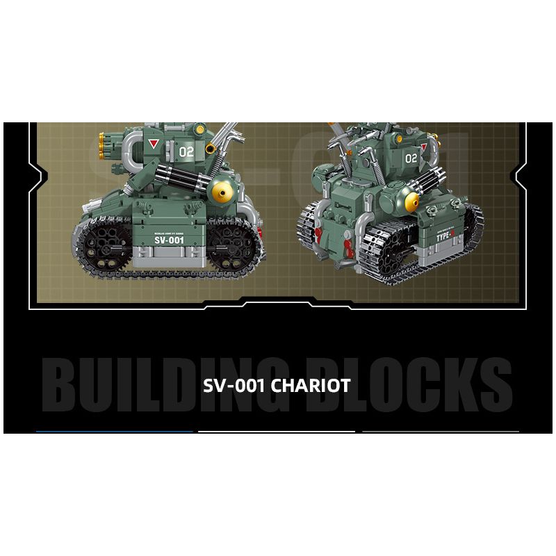 JIESTAR 37002 non  XE TĂNG SV-001 bộ đồ chơi xếp lắp ráp ghép mô hình Metal Slug SV-001 CHARIOT Trò Chơi 725 khối