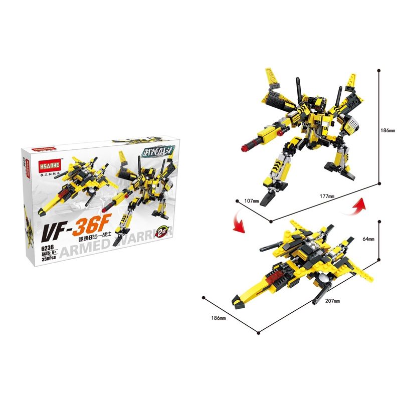 HSANHE CACO 6236 non Lego CHIẾN ĐẤU VŨ TRANG BINH CÁT ĂN LINH HỒN VF-36F bộ đồ chơi xếp lắp ráp ghép mô hình ARMED WARRIOR 350 khối