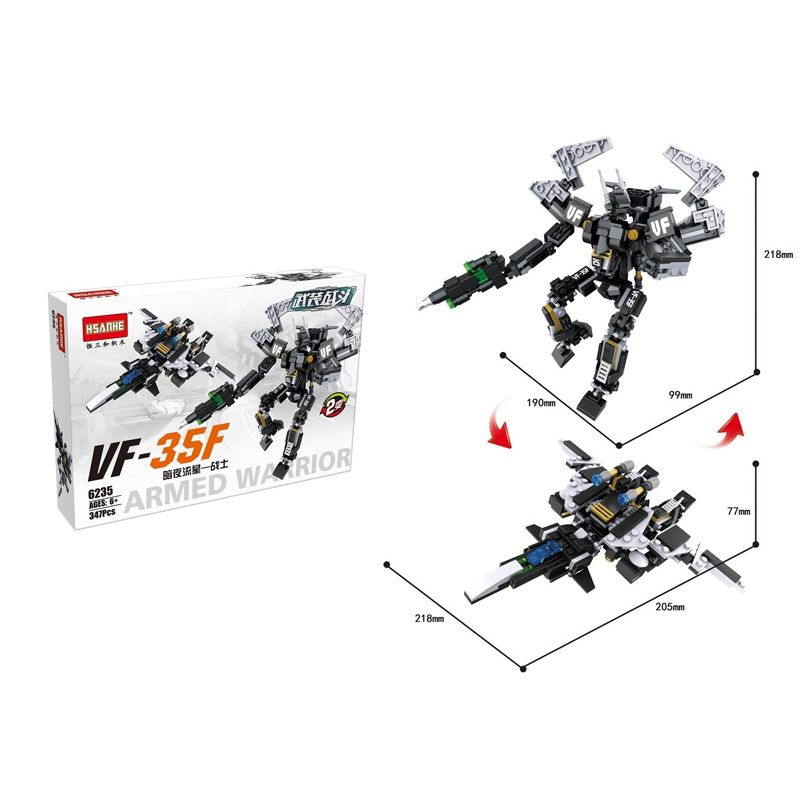 HSANHE CACO 6235 non Lego MÁY BAY TẤN CÔNG VF-35F bộ đồ chơi xếp lắp ráp ghép mô hình ARMED WARRIOR 347 khối