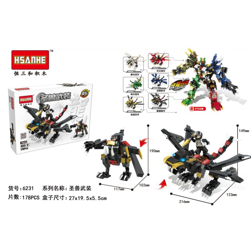 HSANHE CACO 6226 6227 6228 6229 6230 6231 6232 non  THÁNH THÚ VŨ TRANG THẾ HỆ THỨ 2 bộ đồ chơi xếp lắp ráp ghép mô hình Creator Sáng Tạo 1065 khối