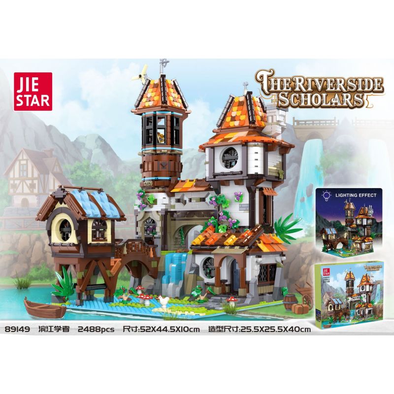 JIESTAR 89149 non  HỌC GIẢ VEN SÔNG bộ đồ chơi xếp lắp ráp ghép mô hình Modular Buildings THE RIVERSIDE SCHOLARS Mô Hình Nhà Cửa 2488 khối