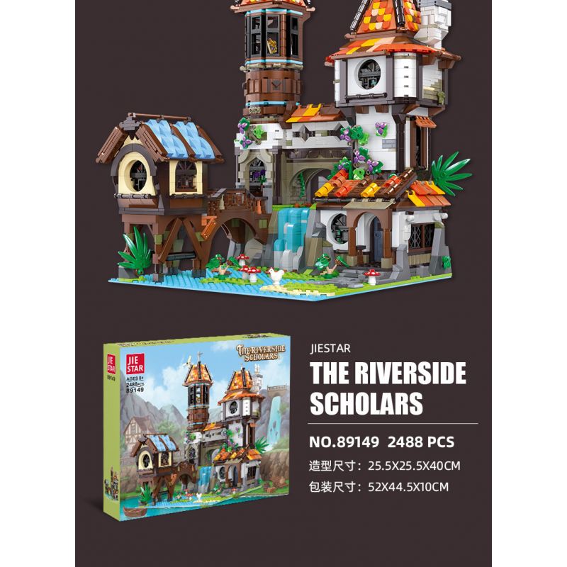 JIESTAR 89149 non  HỌC GIẢ VEN SÔNG bộ đồ chơi xếp lắp ráp ghép mô hình Modular Buildings THE RIVERSIDE SCHOLARS Mô Hình Nhà Cửa 2488 khối