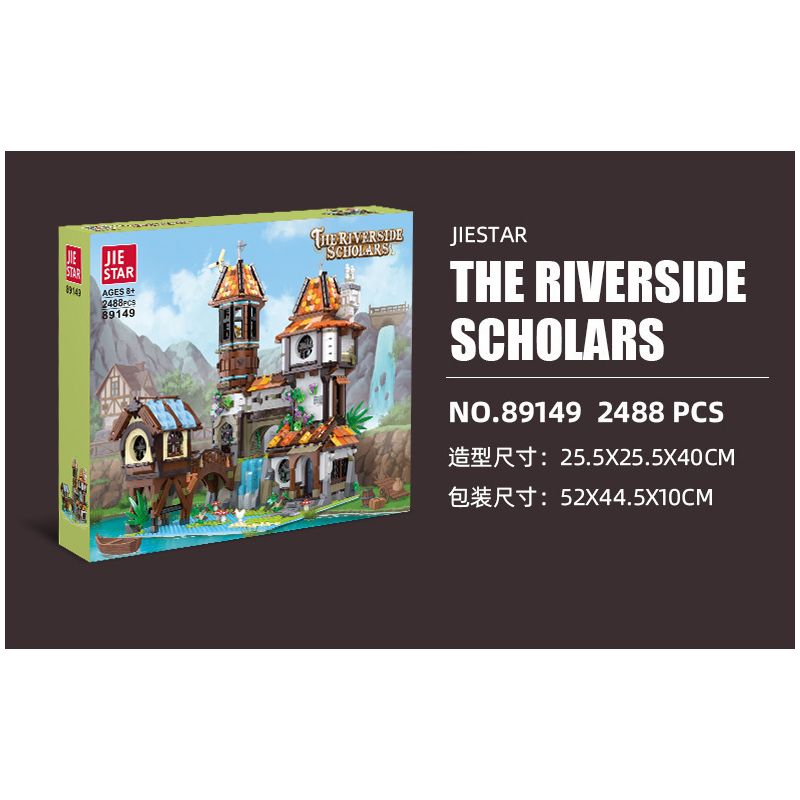 JIESTAR 89149 non  HỌC GIẢ VEN SÔNG bộ đồ chơi xếp lắp ráp ghép mô hình Modular Buildings THE RIVERSIDE SCHOLARS Mô Hình Nhà Cửa 2488 khối