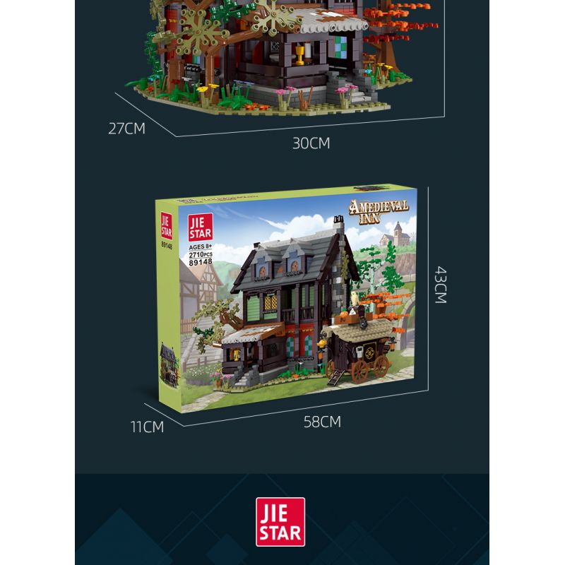 JIESTAR 89148 non  NHÀ TRỌ THỜI TRUNG CỔ bộ đồ chơi xếp lắp ráp ghép mô hình AMEDIEVA INN 2710 khối
