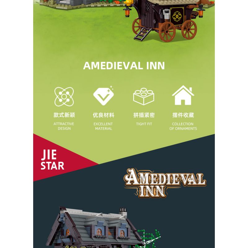JIESTAR 89148 non  NHÀ TRỌ THỜI TRUNG CỔ bộ đồ chơi xếp lắp ráp ghép mô hình AMEDIEVA INN 2710 khối