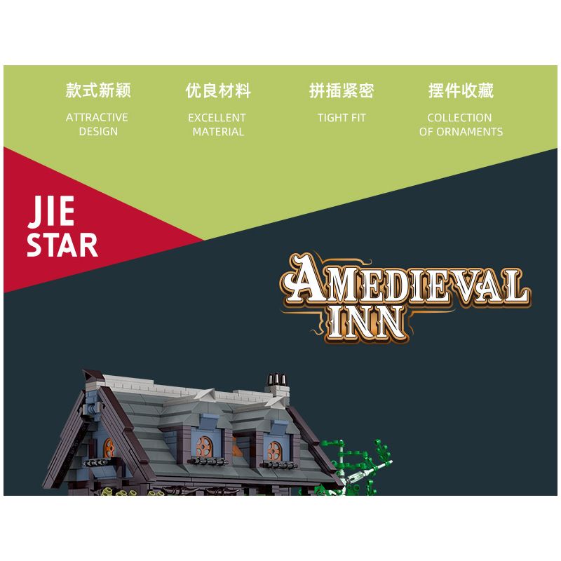 JIESTAR 89148 non  NHÀ TRỌ THỜI TRUNG CỔ bộ đồ chơi xếp lắp ráp ghép mô hình AMEDIEVA INN 2710 khối