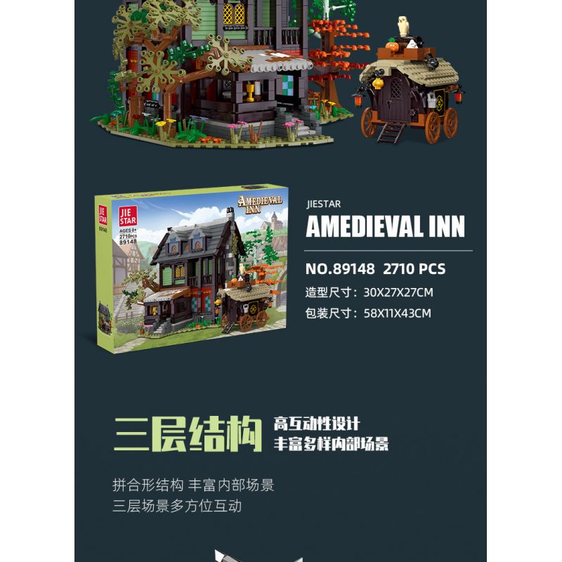 JIESTAR 89148 non  NHÀ TRỌ THỜI TRUNG CỔ bộ đồ chơi xếp lắp ráp ghép mô hình AMEDIEVA INN 2710 khối