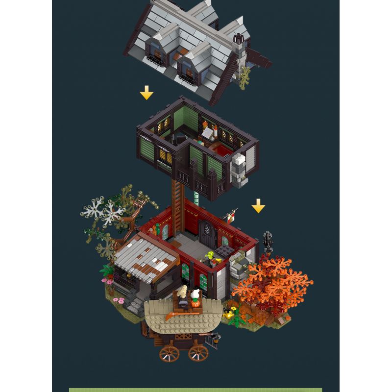 JIESTAR 89148 non  NHÀ TRỌ THỜI TRUNG CỔ bộ đồ chơi xếp lắp ráp ghép mô hình AMEDIEVA INN 2710 khối