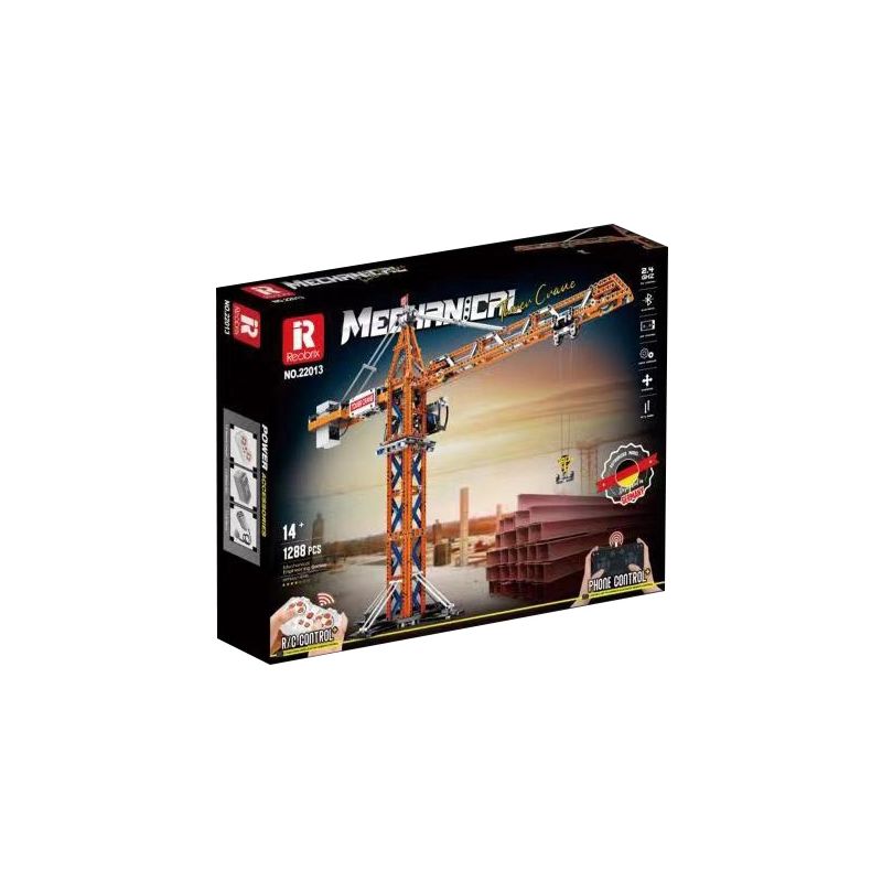 REOBRIX 22013 non  CẨU THÁP bộ đồ chơi xếp lắp ráp ghép mô hình  TOWER CRANE Kỹ Thuật Công Nghệ Cao Mô Hình Phương Tiện 1288 khối