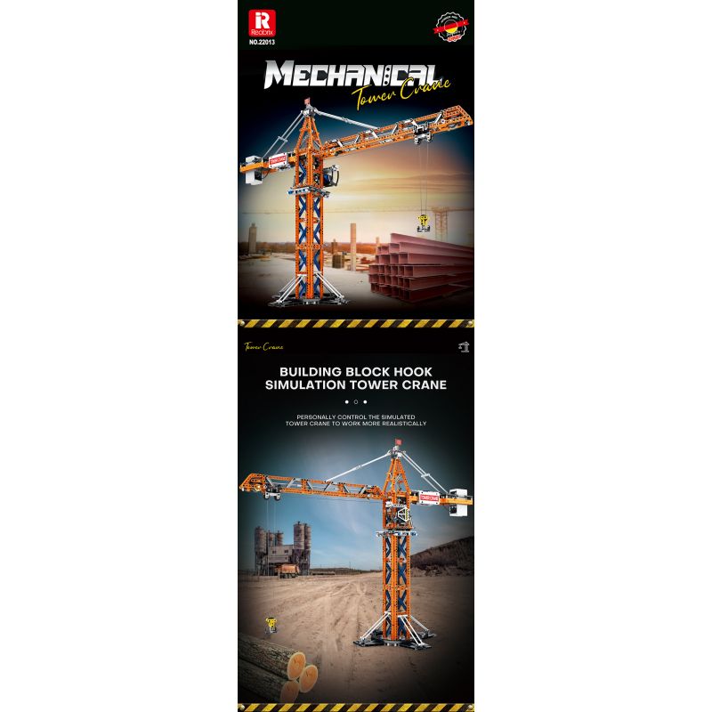 REOBRIX 22013 non  CẨU THÁP bộ đồ chơi xếp lắp ráp ghép mô hình  TOWER CRANE Kỹ Thuật Công Nghệ Cao Mô Hình Phương Tiện 1288 khối