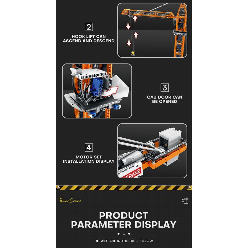 REOBRIX 22013 non  CẨU THÁP bộ đồ chơi xếp lắp ráp ghép mô hình  TOWER CRANE Kỹ Thuật Công Nghệ Cao Mô Hình Phương Tiện 1288 khối