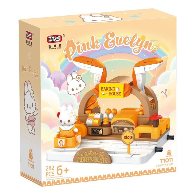 WISDOM TREE T1011-1 1011-1 T1011-2 1011-2 T1011-3 1011-3 T1011-4 1011-4 non  PINK EVELYN 4 KIỂU NHÀ KEM SHOP QUẦN ÁO TIỆM BÁNH THỎ bộ đồ chơi xếp lắp ráp ghép mô hình Girl Con Gái 1164 khối