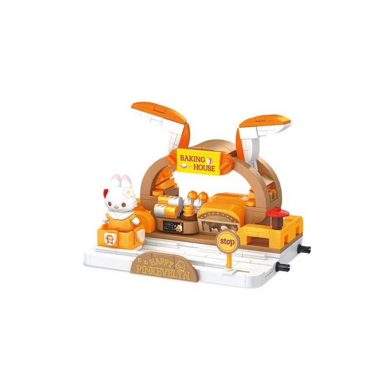 WISDOM TREE T1011-1 1011-1 T1011-2 1011-2 T1011-3 1011-3 T1011-4 1011-4 non  PINK EVELYN 4 KIỂU NHÀ KEM SHOP QUẦN ÁO TIỆM BÁNH THỎ bộ đồ chơi xếp lắp ráp ghép mô hình Girl Con Gái 1164 khối