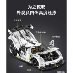 CADA DOUBLEE C61048 61048 non  BÓNG MA THỤY ĐIỂN FANTASMA tỷ lệ 1:8 bộ đồ chơi xếp lắp ráp ghép mô hình FANTASMA SPORTS CAR 4346 khối