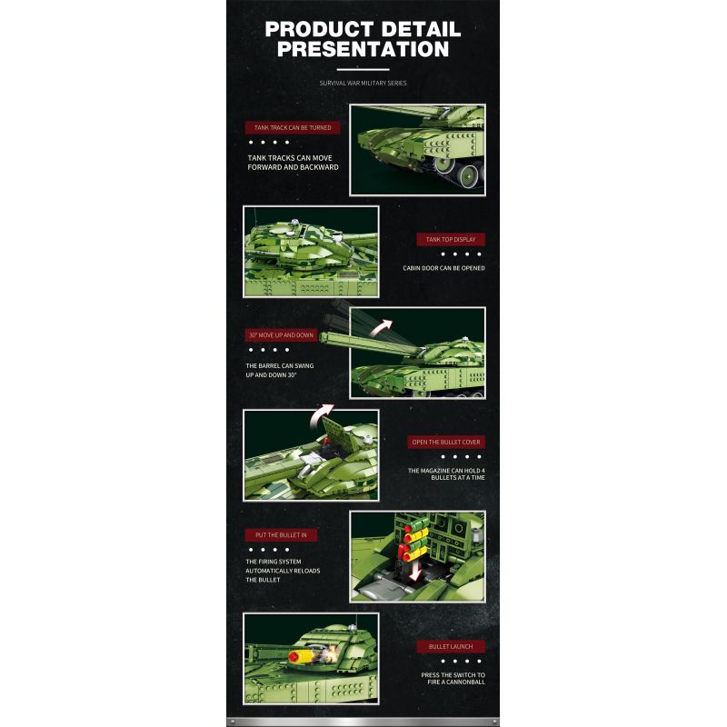 REOBRIX 55026 non  TRẬN CHIẾN XE TĂNG ĐIỀU KHIỂN TỪ XA GOLIATH VII bộ đồ chơi xếp lắp ráp ghép mô hình Military Army TANK BATTLE Quân Sự Bộ Đội 1516 khối