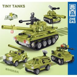 ZHEGAO QL2133 2133 non  MINI LONG GUN TANK 4 KẾT HỢP bộ đồ chơi xếp lắp ráp ghép mô hình Military Army Quân Sự Bộ Đội 654 khối
