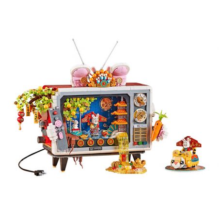 LOZ 1073 non  ÔNG NỘI THỎ TV bộ đồ chơi xếp lắp ráp ghép mô hình Chinese Traditional Festivals Lễ Hội Cổ Truyền 2141 khối