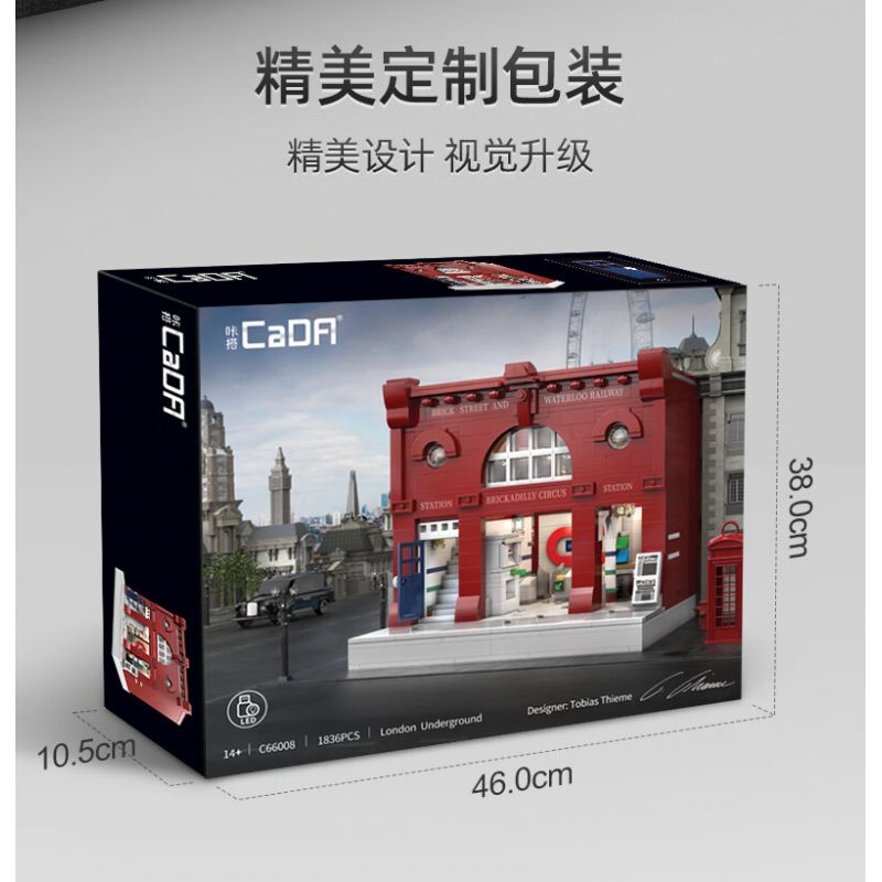 CADA DOUBLEE C66008 66008 non  GA TÀU ĐIỆN NGẦM LUÂN ĐÔN bộ đồ chơi xếp lắp ráp ghép mô hình Modular Buildings LONDON UNDERGROUND Mô Hình Nhà Cửa 1836 khối