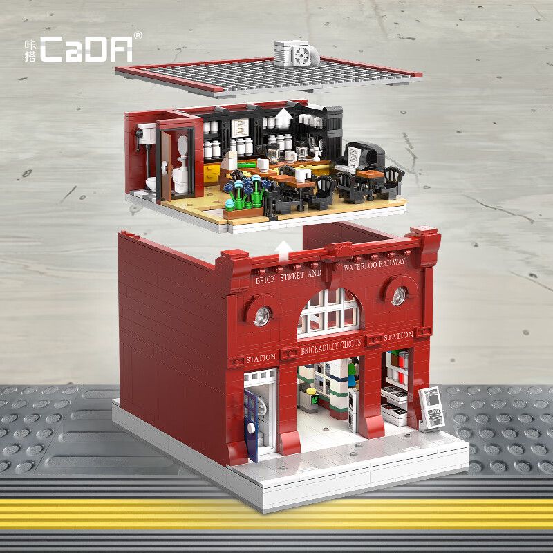 CADA DOUBLEE C66008 66008 non  GA TÀU ĐIỆN NGẦM LUÂN ĐÔN bộ đồ chơi xếp lắp ráp ghép mô hình Modular Buildings LONDON UNDERGROUND Mô Hình Nhà Cửa 1836 khối