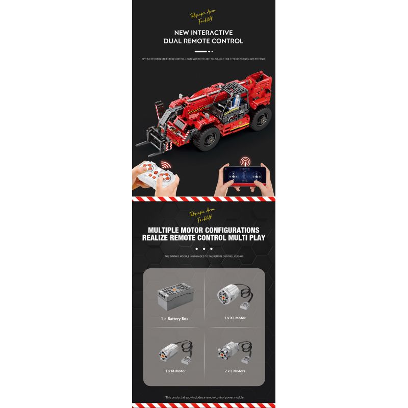 REOBRIX 22020 non  NGƯỜI ĐIỀU KHIỂN TỪ XA bộ đồ chơi xếp lắp ráp ghép mô hình  TELESCOPIC ARM FORKLIFT Kỹ Thuật Công Nghệ Cao Mô Hình Phương Tiện 2260 khối