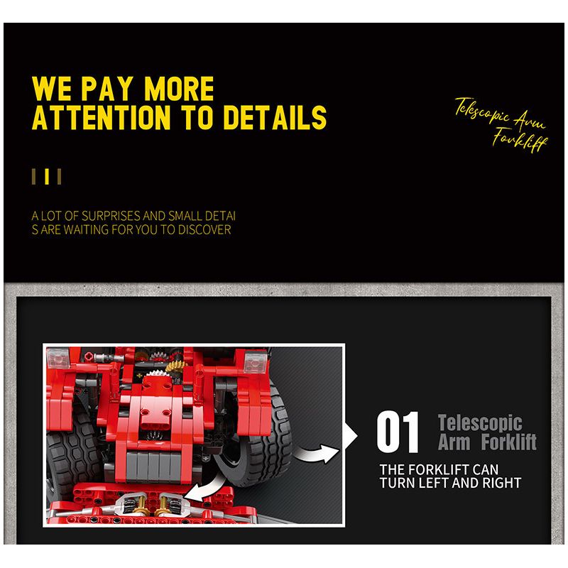 REOBRIX 22020 non  NGƯỜI ĐIỀU KHIỂN TỪ XA bộ đồ chơi xếp lắp ráp ghép mô hình  TELESCOPIC ARM FORKLIFT Kỹ Thuật Công Nghệ Cao Mô Hình Phương Tiện 2260 khối