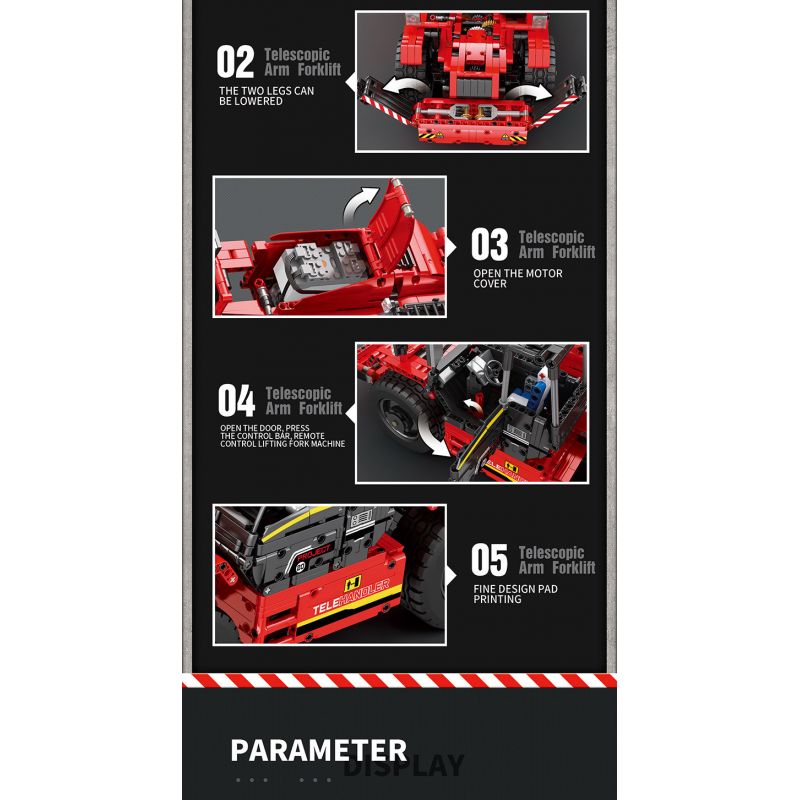 REOBRIX 22020 non  NGƯỜI ĐIỀU KHIỂN TỪ XA bộ đồ chơi xếp lắp ráp ghép mô hình  TELESCOPIC ARM FORKLIFT Kỹ Thuật Công Nghệ Cao Mô Hình Phương Tiện 2260 khối