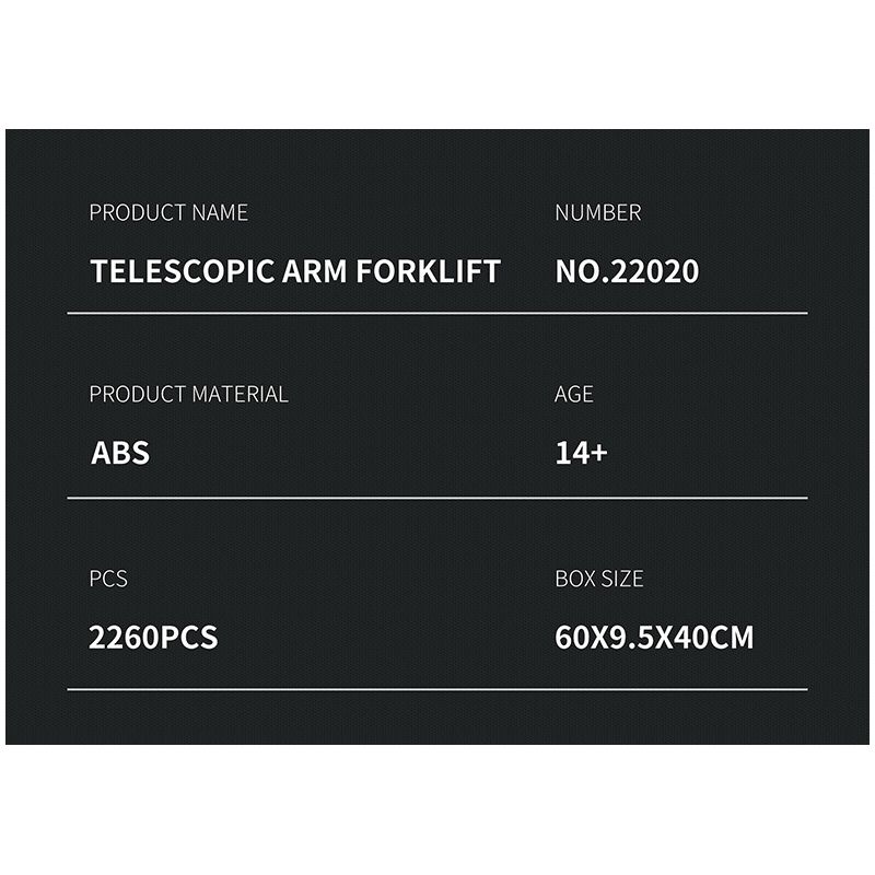 REOBRIX 22020 non  NGƯỜI ĐIỀU KHIỂN TỪ XA bộ đồ chơi xếp lắp ráp ghép mô hình  TELESCOPIC ARM FORKLIFT Kỹ Thuật Công Nghệ Cao Mô Hình Phương Tiện 2260 khối