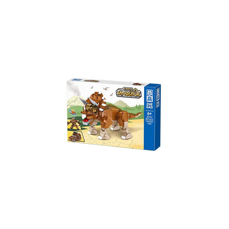 ZHEGAO QL1743 1743 non Lego KHỦNG LONG BỊ ÁM ẢNH TRICERATOPS bộ đồ chơi xếp lắp ráp ghép mô hình DINOSAUR 697 khối