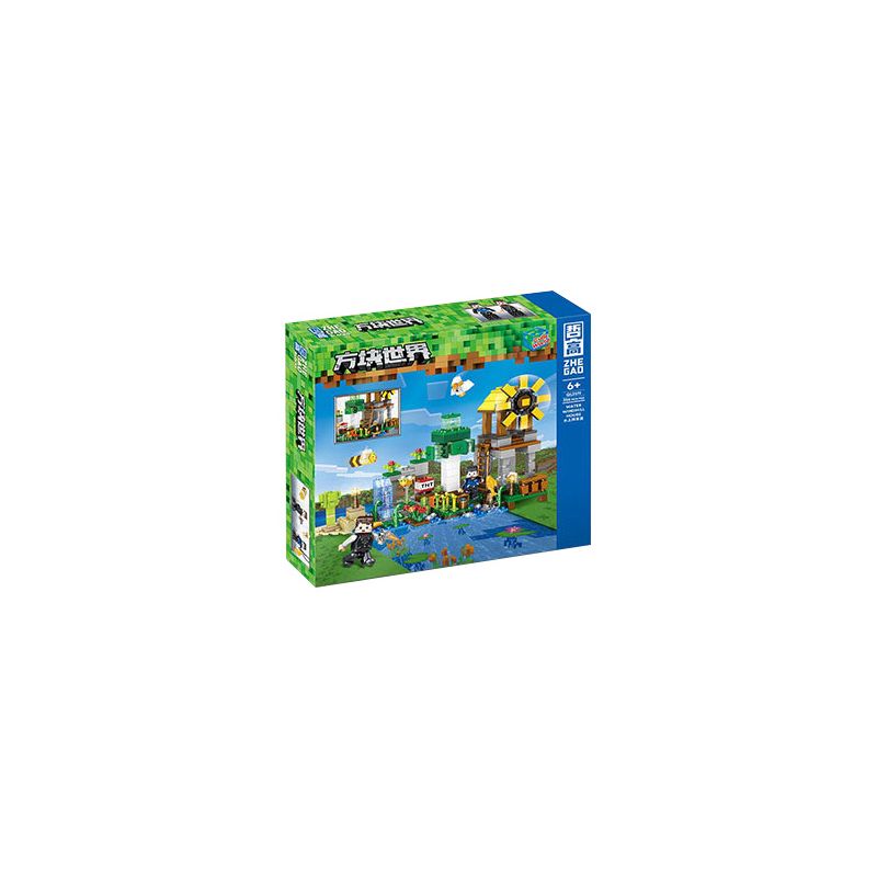 ZHEGAO QL2519 2519 non Lego NHÀ CỐI XAY GIÓ NƯỚC bộ đồ chơi xếp lắp ráp ghép mô hình Minecraft CUBE WORLD Game Xây Dựng 356 khối