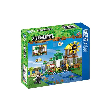 ZHEGAO QL2519 2519 non  NHÀ CỐI XAY GIÓ NƯỚC bộ đồ chơi xếp lắp ráp ghép mô hình Minecraft CUBE WORLD Game Xây Dựng 356 khối