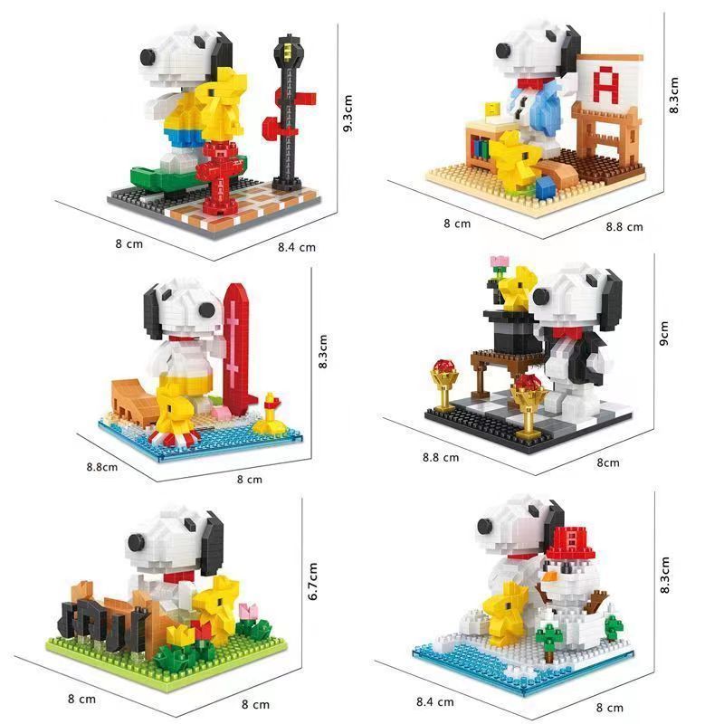 HSANHE CACO S056 non Lego SNOOPY SÂN KHẤU 6 PHONG CÁCH bộ đồ chơi xếp lắp ráp ghép mô hình Movie & Game PEANUTS SNOOPY Phim Và Trò Chơi