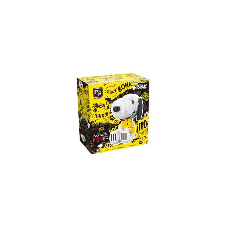 HSANHE CACO S051 non  RÌNH MÒ NGỒI bộ đồ chơi xếp lắp ráp ghép mô hình Movie & Game PEANUTS SNOOPY Phim Và Trò Chơi 1605 khối