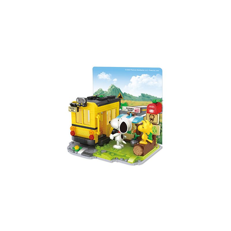 HSANHE CACO S008 non Lego XE BUÝT CỦA TRƯỜNG bộ đồ chơi xếp lắp ráp ghép mô hình Snoopy PEANUTS SNOOPY Chú Chó 328 khối