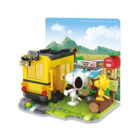 HSANHE CACO S008 non  XE BUÝT CỦA TRƯỜNG bộ đồ chơi xếp lắp ráp ghép mô hình Snoopy PEANUTS SNOOPY Chú Chó 328 khối