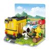 HSANHE CACO S008 non  XE BUÝT CỦA TRƯỜNG bộ đồ chơi xếp lắp ráp ghép mô hình Snoopy PEANUTS SNOOPY Chú Chó 328 khối